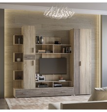 Стінка для вітальні Еверест Бриз + Шафа ШП-2 сонома + трюфель (DTM-2329)