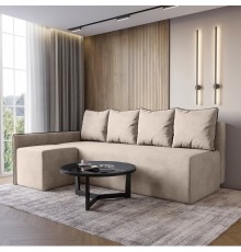 Кутовий диван ортопедичний iSmart MORRO Maxi єврокнижка 205x149 см (матрац Light) світло-бежевий Laura 2 (ISM-051346)