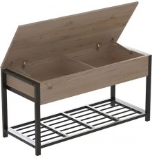 Банкетка з ящиком Ferrum-decor Дрейк 1 550x1000x400 метал Чорний ДСП Дуб Сан-Марино 16 мм (FRD-103046)