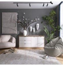 Великий комод із дверима та 3-ма шухлядами Еверест Сіті-1500 150,2х38х74,6 Дуб сонома/Білий (DTM-071102)