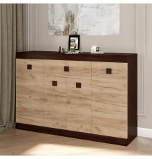 Великий комод Еверест з дверима та ящиком Соната-7 140х38х94 венге темний + дуб крафт золотий (DTM-2017)