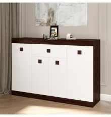 Великий комод Еверест з дверима та ящиком Соната-7 140х38х94 венге темний + білий (DTM-2018)