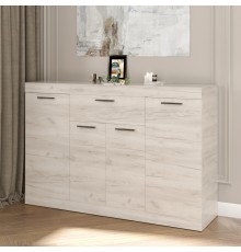 Великий комод Еверест з дверцятами та ящиком Соната-7 140х38х94 дуб крафт білий (DTM-2705)