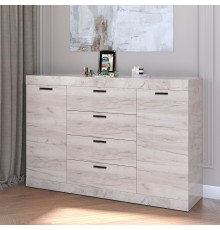 Великий комод Еверест на 4 ящика Соната-8 140х38х94 дуб крафт білий (DTM-2707)