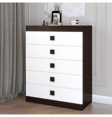 Високий комод Еверест на 5 ящиків Соната-2 80х38х101 венге темний + білий (DTM-2021)