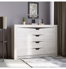 Великий комод для речей Еверест Ліберті-1400 140х38х98.5 дуб крафт білий (DTM-2139)