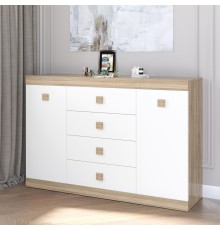 Великий комод Еверест на 4 ящики Соната-8 140х38х94 дуб сонома + білий (DTM-2013)