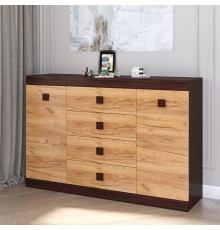 Великий комод Еверест на 4 ящики Соната-8 140х38х94 венге темний + дуб крафт золотий (DTM-2014)