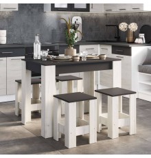 Обідній комплект Еверест стіл СТО-1/4 табурети Т-1 (4шт) Графіт/Дуб крафт білий (DTM-071149)