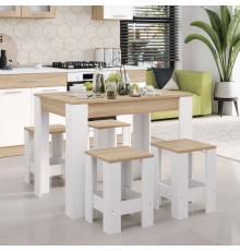 Обідній комплект Еверест стіл СТО-1/4 табурети Т-1 (4шт) Дуб сонома/Німфея Альба (DTM-071148)