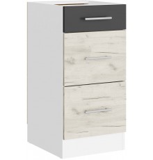 Кухонний модуль на 3 ящики Еверест Еко 400 дуб крафт білий/графіт/білий 40х46х82 см (DTM-071033)