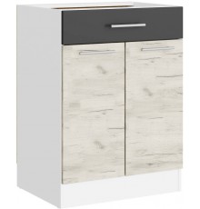 Кухонний модуль нижній з шухлядою Еверест Еко 600 дуб крафт білий/графіт/білий 60х46х82 см (DTM-071023)