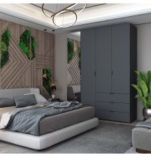 Комплект шаф для одягу Doros Гелар (2 шт.) 155х49,5х203,4 см Дзеркало/Графіт (DRS-011135)