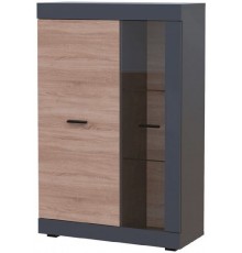 Шафа низька у вітальню Doros Дана 80х33,6х121,6 см Графіт/Дуб сонома/Скло (DRS-011351)