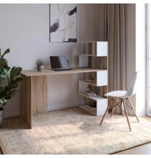 Cтіл комп'ютерний з полицями М-ЗОН Джеко 1416P правий Сонома/Німфея Альба (MZN-031029)