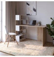 Cтіл комп'ютерний з полицями М-ЗОН Джеко 1416L лівий Сонома/Німфея Альба (MZN-031026)