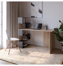 Cтіл комп'ютерний з полицями М-ЗОН Джеко 1416L лівий Сонома/Антрацит (MZN-031027)