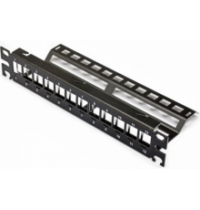 Патч-панель CMS 10", 1U, 12 портів KeyStone (slim), з заднім організатором та заземленням (CMS-PP12K10RM-B)