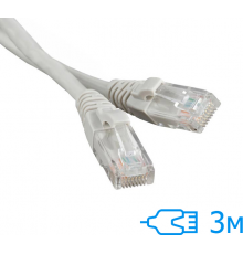 Патч-корд Kingda 3м UTP Cat.5e литий сірий RJ45, CU (PAUT3300-Gr)
