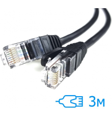 Патч-корд E-server UTP CAT5e, 3м, чорний (CAT.5E UTP CORD-3M-BLACK)