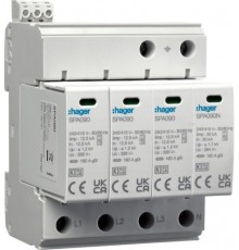 Обмежувач перенапруги Hager SPA931 T1+T2 (4P, 50kA, 1.2kV, TN-S, TT +дод.контакт)