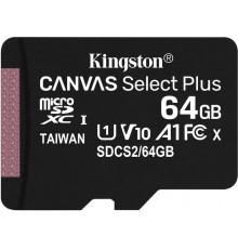Карта пам'яті Kingston 64GB microSDXC Class 10 Canvas Select Plus 100R A1 (SDCS2/64GBSP)