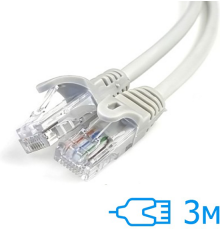Патч-корд E-server UTP CAT5e, 3м, сірий (CAT.5E UTP CORD-3M-GRY)