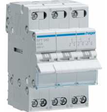 Перемикач навантаження Hager SFT340 з загальним виходом зверху (I-0-II 40А, 400В, 3p)