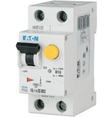 Диференціальний автоматичний вимикач Eaton PFL6-10/1N/C/003 (10А, 30мA, 1P+N, 6кA, крива С, тип АC) (286465)