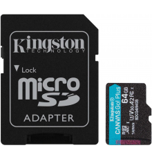 Карта пам'яті Kingston 64GB microSDXC сlass 10 UHS-I U3 V30 A2 Canvas Go Plus G4 (SDCG4/64GB)