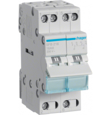 Перемикач навантаження Hager SFB216 з загальним виходом знизу (I-0-II 16А, 230В, 2p)