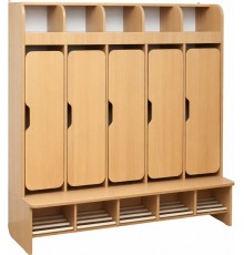 Гардеробна шафа на 5 відділення з висувною лавкою TIA-SPORT