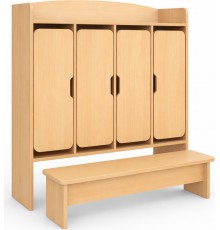 Гардеробна шафа на 4 відділення з висувною лавкою TIA-SPORT