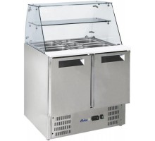 Стіл-холодильник для салатів 2-дверний з надставкою скляною