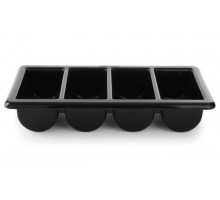 Контейнер для столових приладів GN 1/1, 4 секції, чорний, 530x325x100 мм