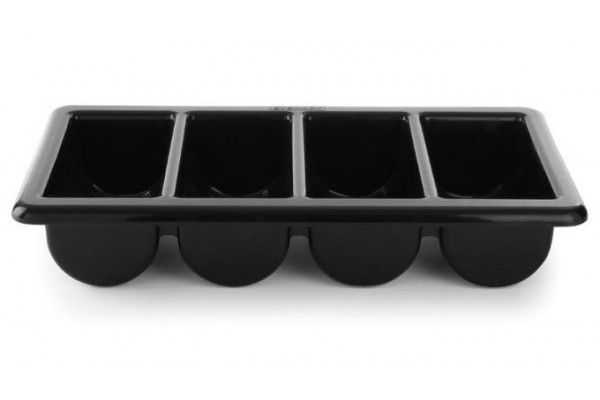 Контейнер для столових приладів GN 1/1, 4 секції, чорний, 530x325x100 мм