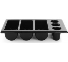 Контейнер для столових приладів GN 1/1, 6 секцій, чорний, 530x325x105 мм