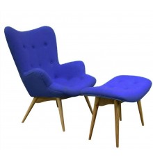 Крісло Флоріно з банкеткою синя тканина