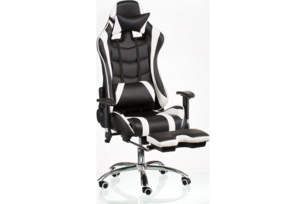 Кресло Special4You ExtremeRace black/white with footrest (E4732)