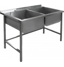 Мийка з нержавіючої сталі двосекційна зварна 1000×600×850