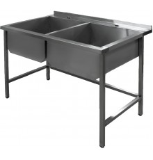 Мийка з нержавіючої сталі двосекційна зварна 1200×600×850