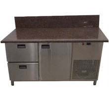 Стіл холодильний 1 двері+2 шухляди, з гранітною стільницею із заднім бортом, глибина 700 мм