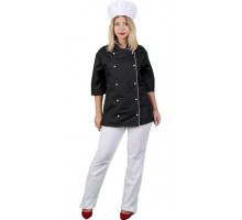 Куртка кухаря СП-КОНТАКТ жін., літо, 013-2KS 6350188, з гудзиками, кант, чорна