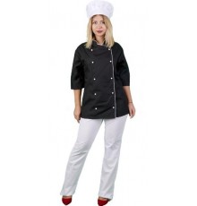 Куртка кухаря СП-КОНТАКТ жін., літо, 013-2KS 6350188, з гудзиками, кант, чорна