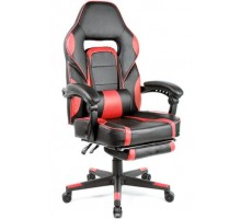Крісло геймерське PARKER-2, чорний/червоний, з підставкою для ніг