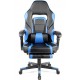 Крісло геймерське PARKER-2, чорний/синій, з підставкою для ніг