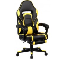 Крісло геймерське PARKER-2, чорний/жовтий, з підставкою для ніг