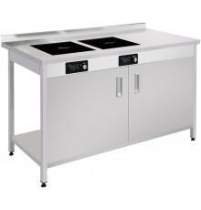 Стіл виробничий комбінований СТВК-4-2іч (1100х600х850) (з вбудованими конфорками,на 2 інфрачервоні конфорки;7 кВт.з розпашними дверима)