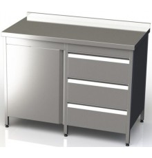 Стіл-тумба нержавіюча з дверкою та шухлядами
