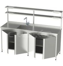 Стіл-тумба з мийкою, дверками, надстройкою